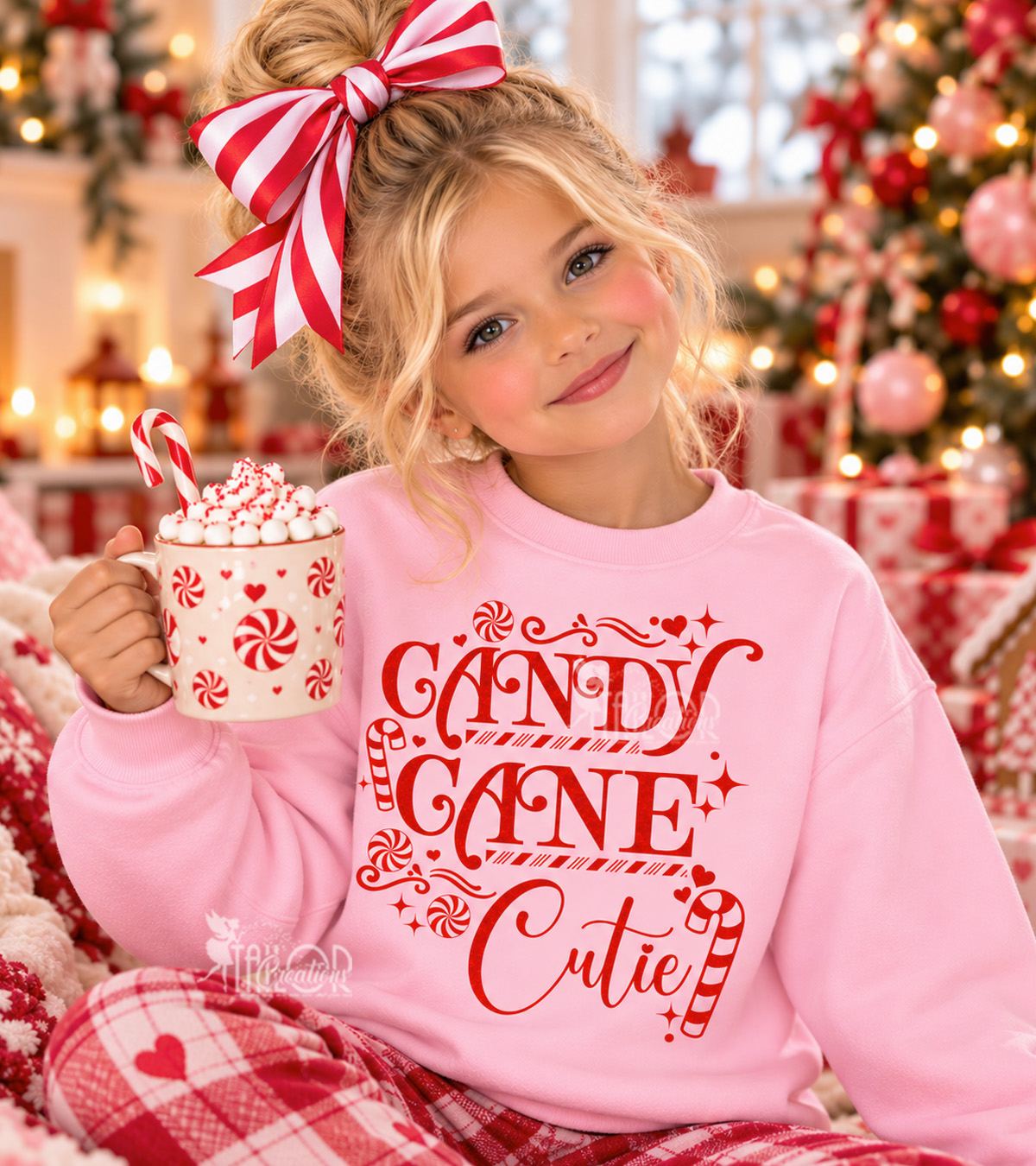 Christmas Candy Cane Cutie Sweatshirt Toddler Girl - Peppermint Christmas Custom Sweatshirt or Hoodie