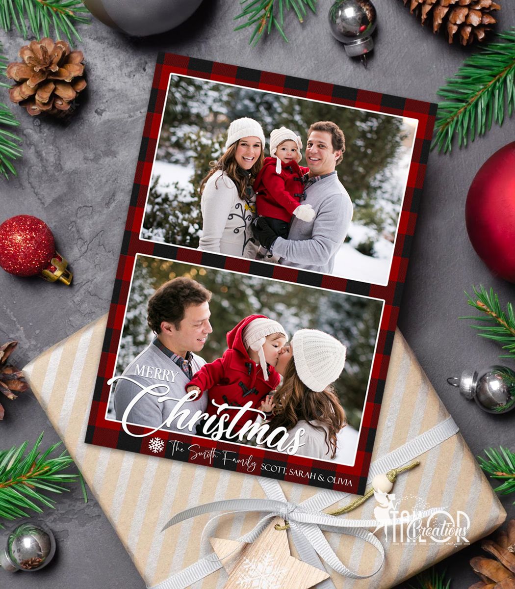Printable Buffalo Plaid Thank You Cards