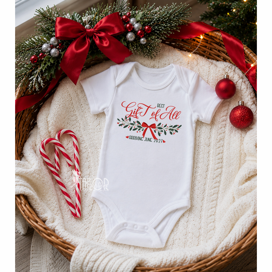 Christmas Pregnancy Announcement Onesie to Grandparemts - Best Gift Miracle Baby One More