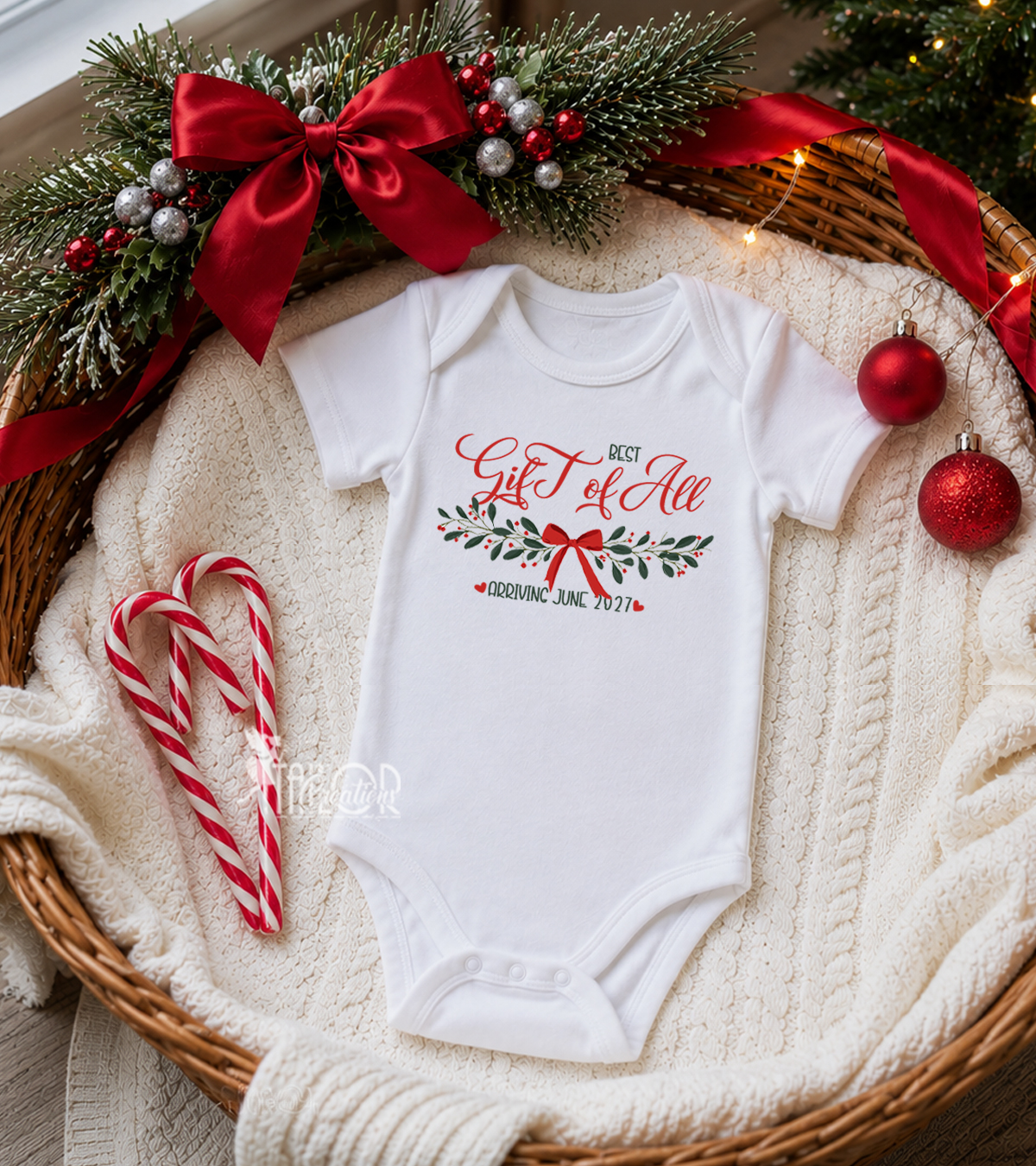 Christmas Pregnancy Announcement Onesie to Grandparemts - Best Gift Miracle Baby One More