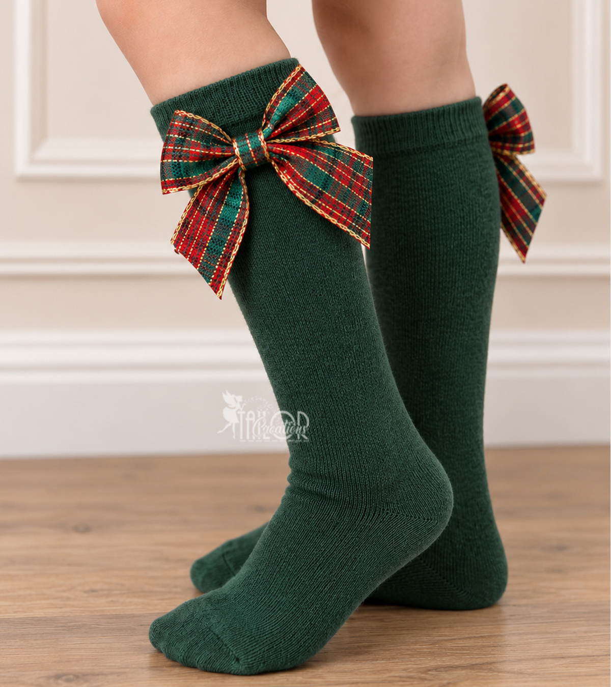 Christmas Tartan Plaid Bow Knee High Socks - Christmas Socks for Toddler Girl