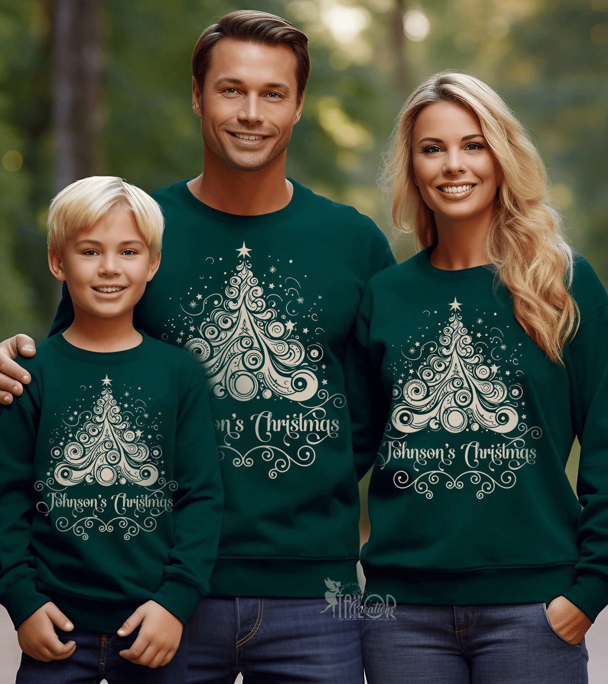 Christmas Tree Custom Family Name Sweatshirt - 2025 Matching Christmas Family Sweater