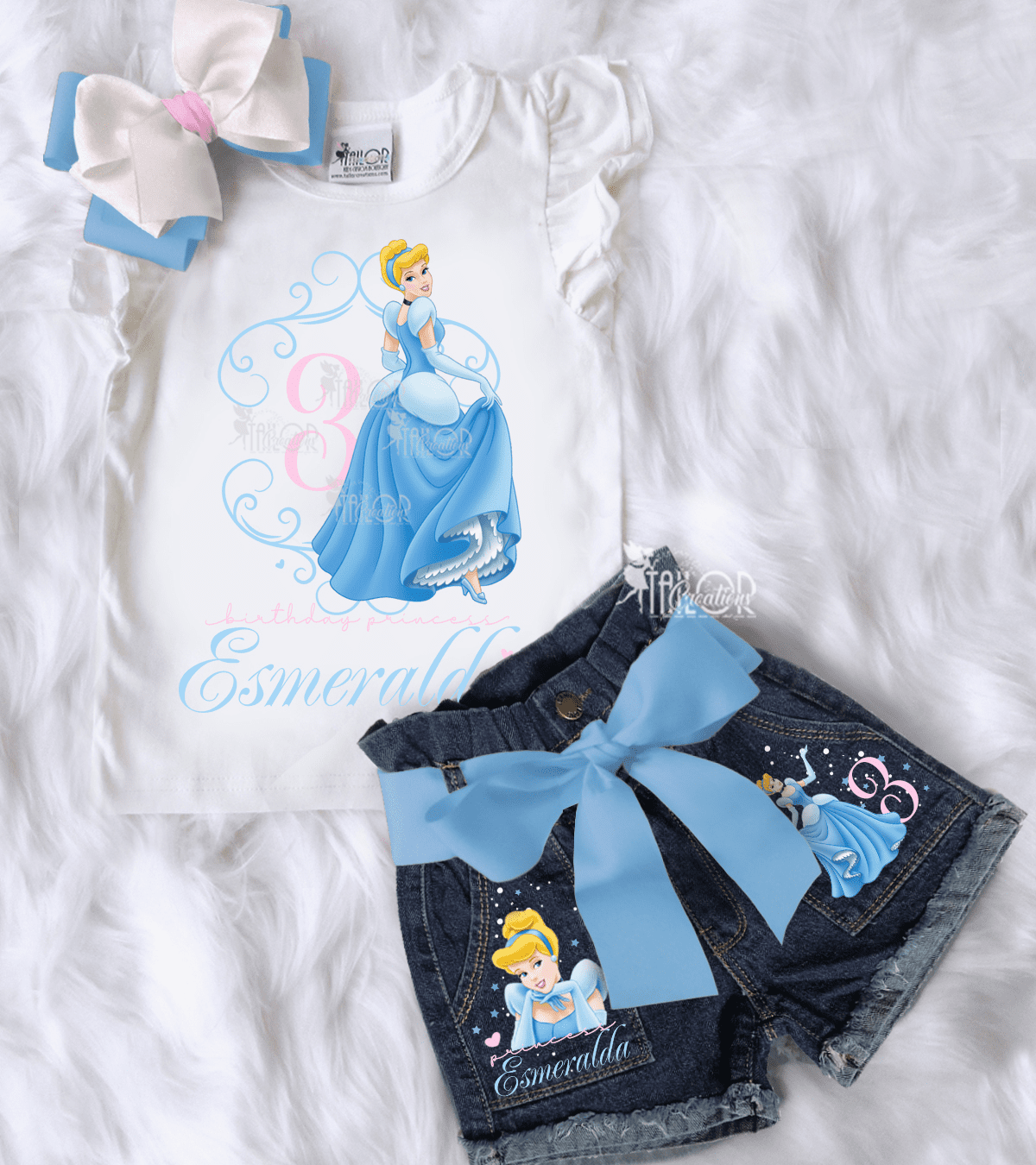 Cinderella Birthday Party Outfit - Disney Princess Custom Denim Birthday Party Outfit Ideas