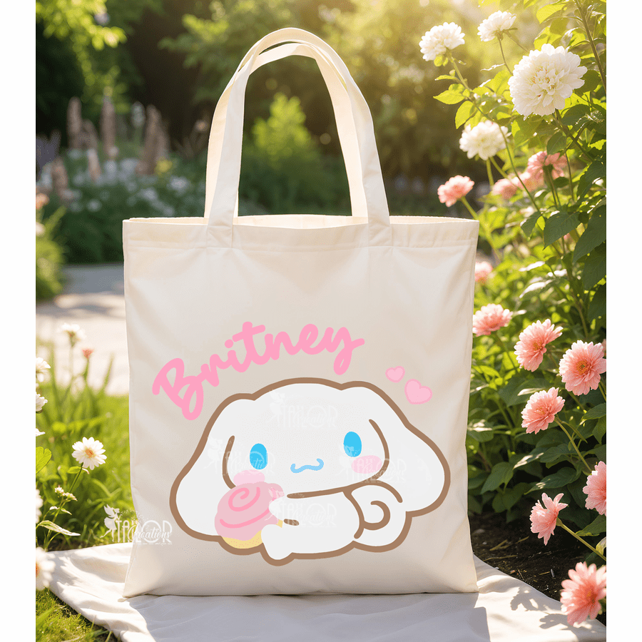 Cinnamoroll Tote Bag - Kawaii Sanrio Gift - Cinnamon Roll Tote Bag - Kids Custom Tote Bag