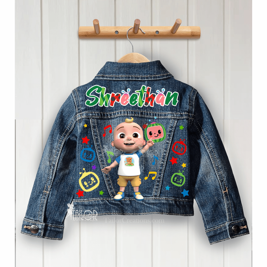 Cocomelon Jacket - Cocomelon Name Custom Denim Jacket - Cocomelon Birthday Outfit
