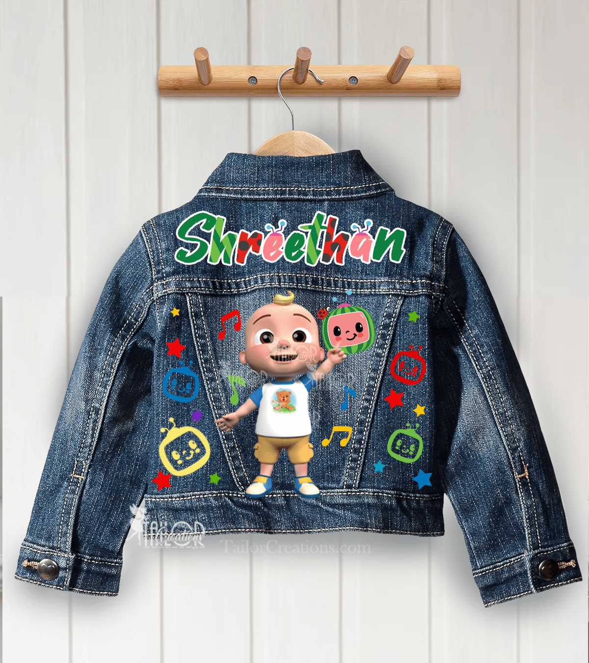 Cocomelon Jacket - Cocomelon Name Custom Denim Jacket - Cocomelon Birthday Outfit