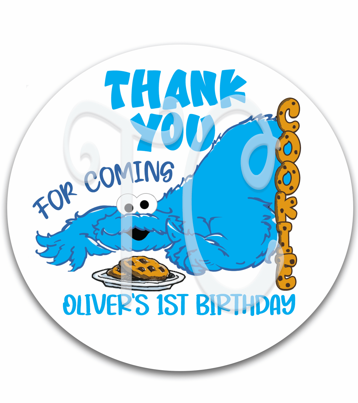 Cookie Monster Birthday Favor Stickers - Cookie Monster Birthday Favors 