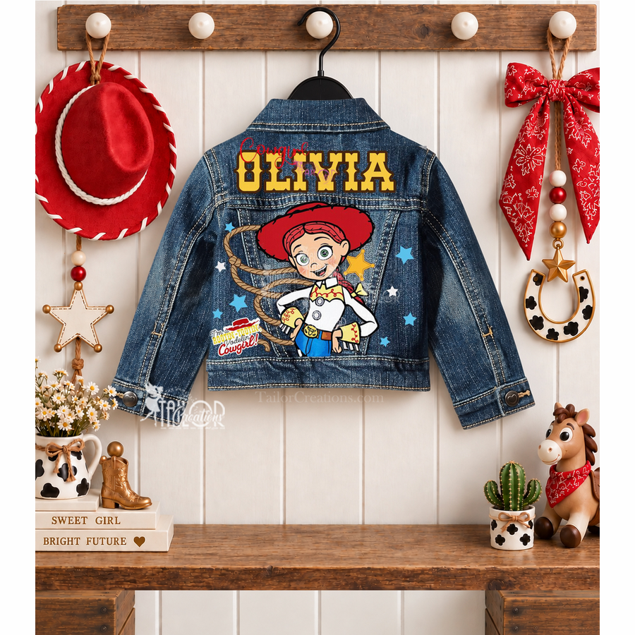 Cowgirl Jessie Personalized Denim Jacket for Kids - Toy Story Custom Denim Jacket
