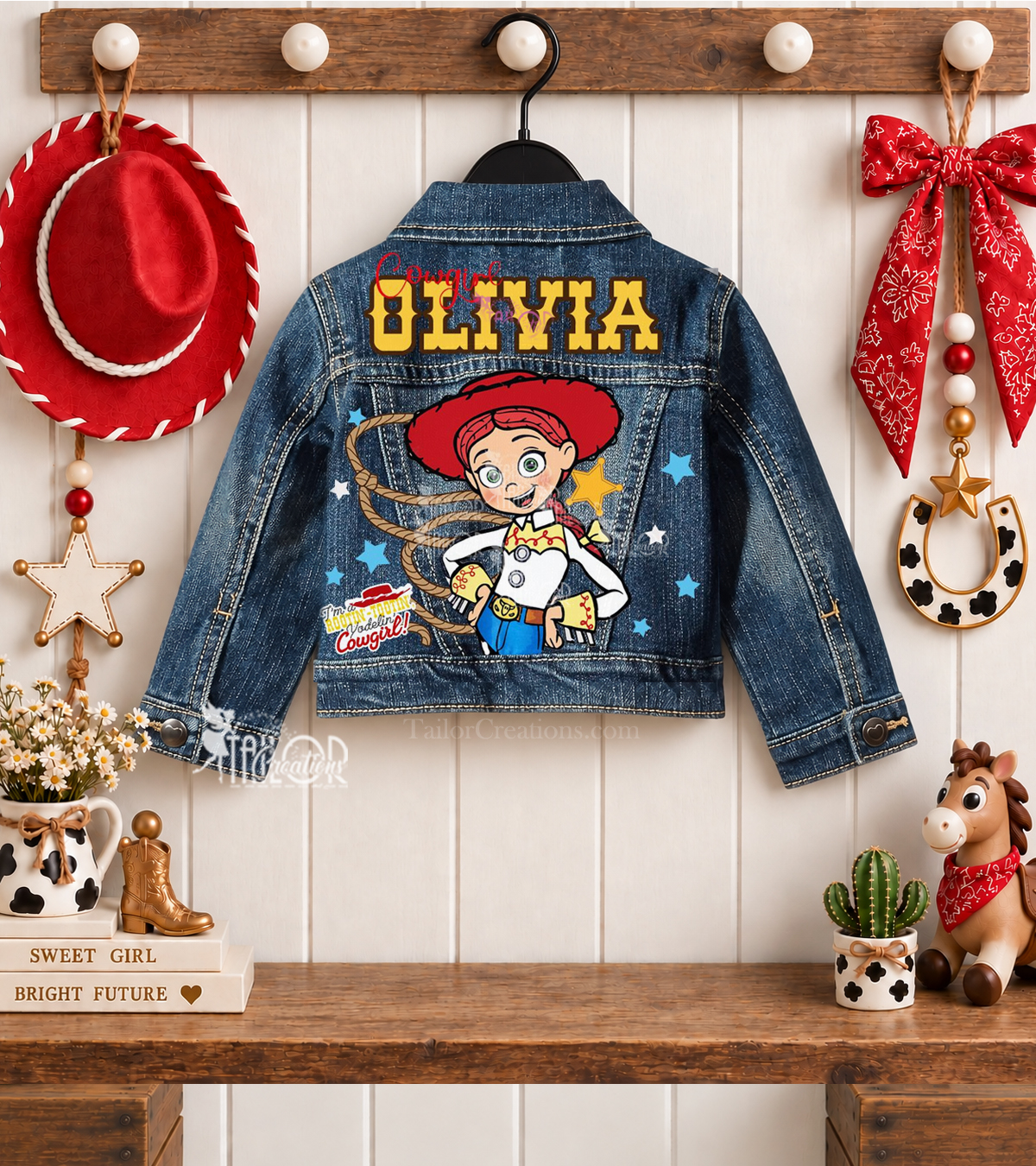 Cowgirl Jessie Personalized Denim Jacket for Kids - Toy Story Custom Denim Jacket