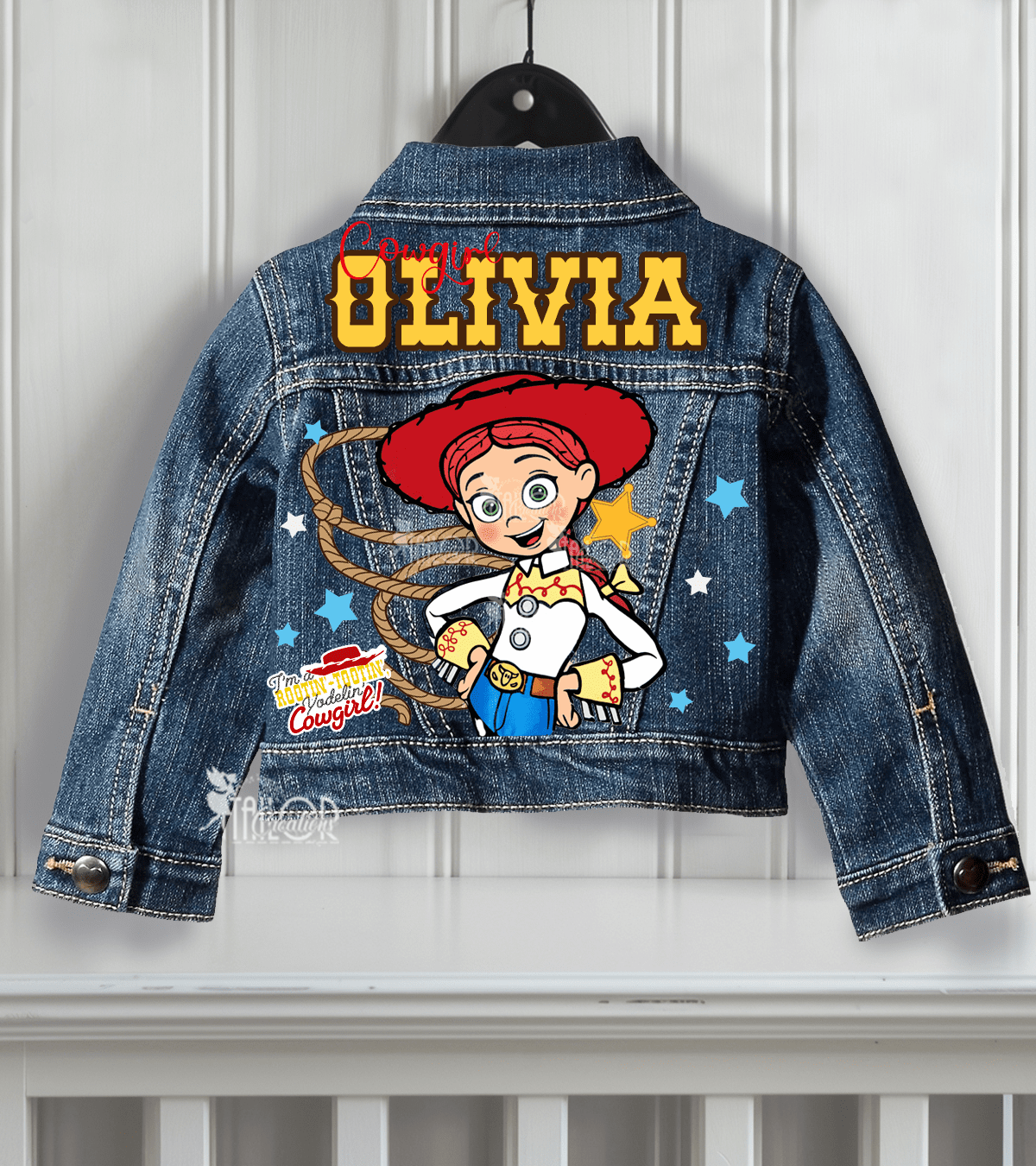 Cowgirl Jessie Toy Story Personalized Disney Pixar denim Kids Jean Jacket Outfit