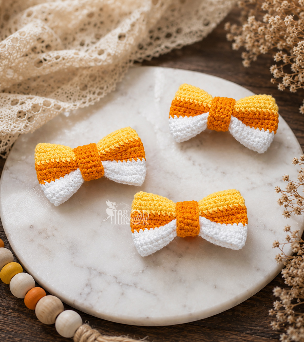 Crochet Candy Corn Hair Bow - Halloween Hair Bows for Baby Toddler Girl