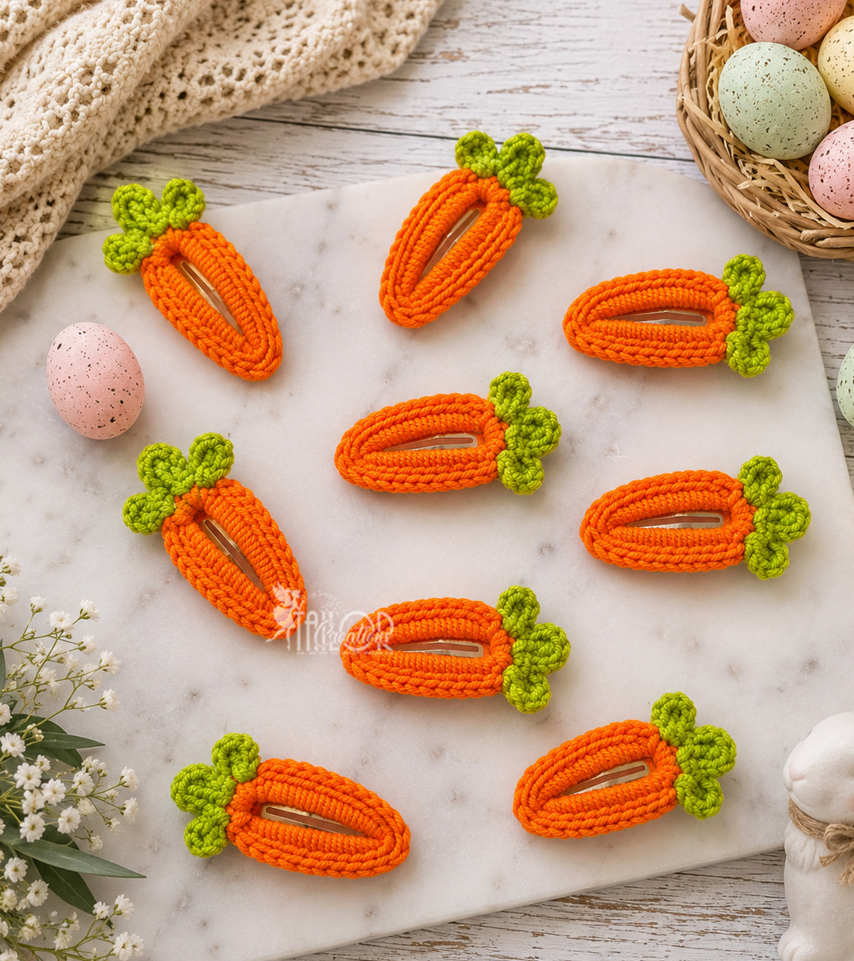 Crochet Easter Carrot Crochet Hair Clip Kids Toddler Girls - Easter Crochet Hair Clip