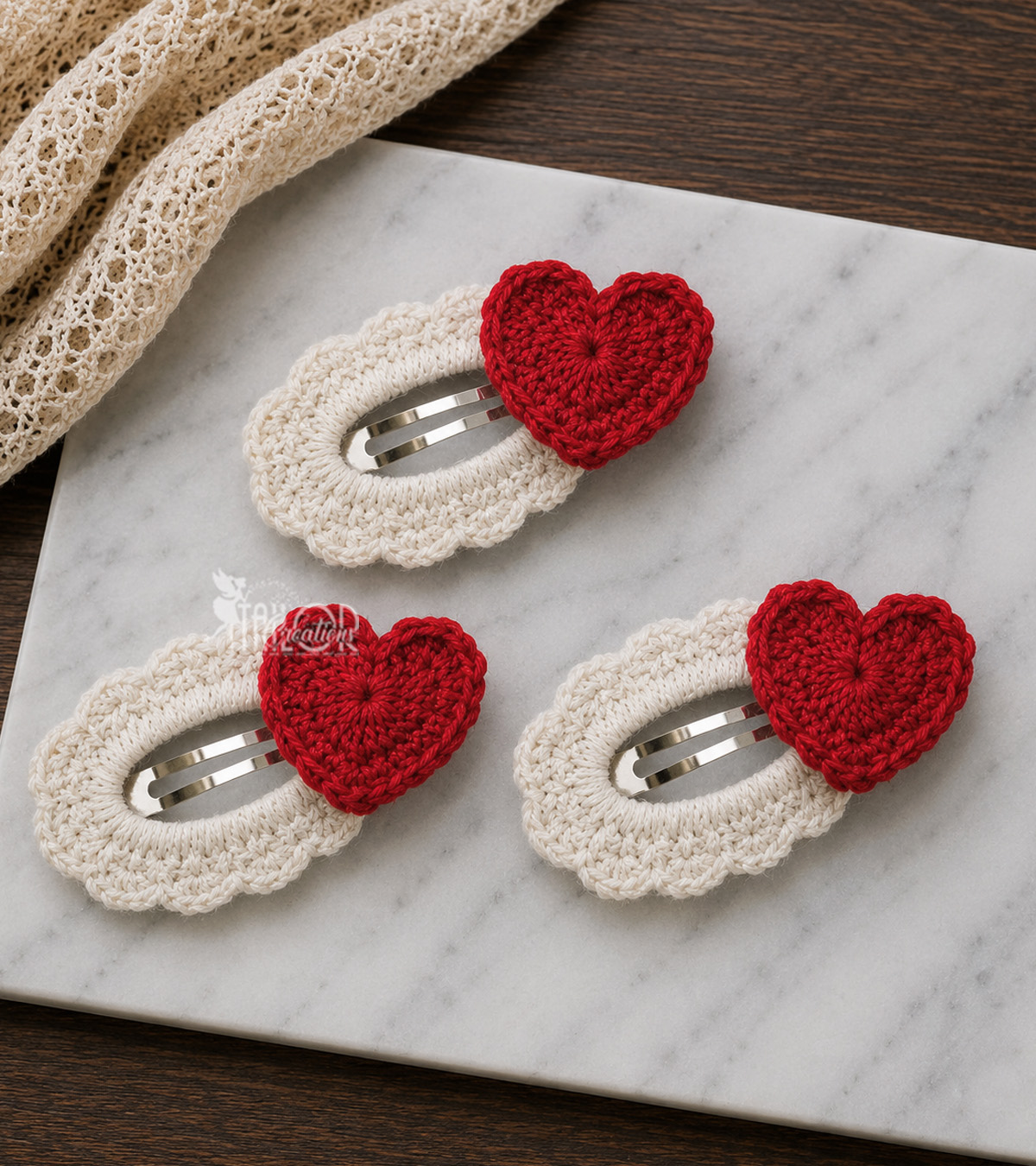 Crochet Red Heart Hair Clip Toddler Baby - Valentines Day Crochet Hair Clips for Kids