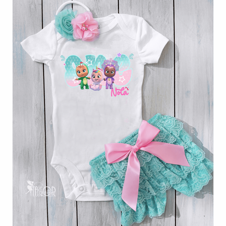 Cry Babies Custom First Birthday Party Outfit - Bebes Llorones Cake Smash Lace Outfit