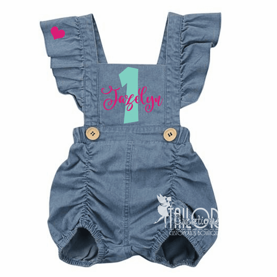 Custom Denim Birthday Romper