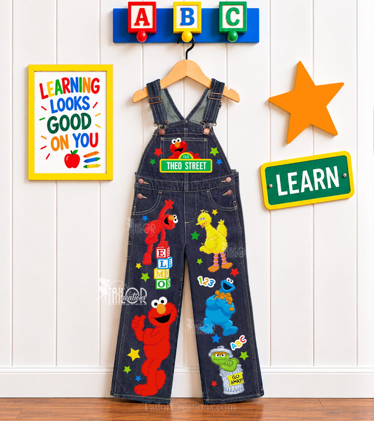 Custom Sesame Street Elmo Birthday Overalls - Sesame Street Birthday Party Toddler Boy Girl Outfit
