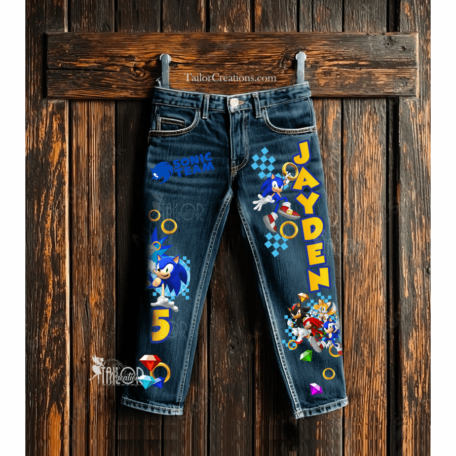 Custom Sonic the Hedgehog Denim Jeans - Sonic the Hedgehog Pants