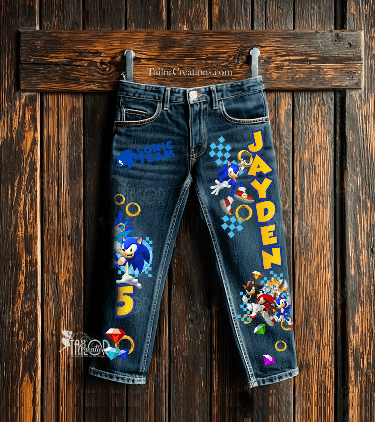 Custom Sonic the Hedgehog Denim Jeans - Sonic the Hedgehog Pants