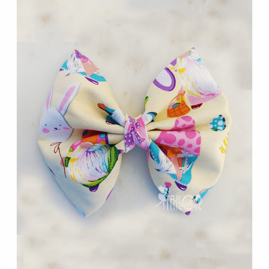 Cute Easter Gnome Kids Hair Bow - Spring Headband for Newborn, Baby Girl & Toddler