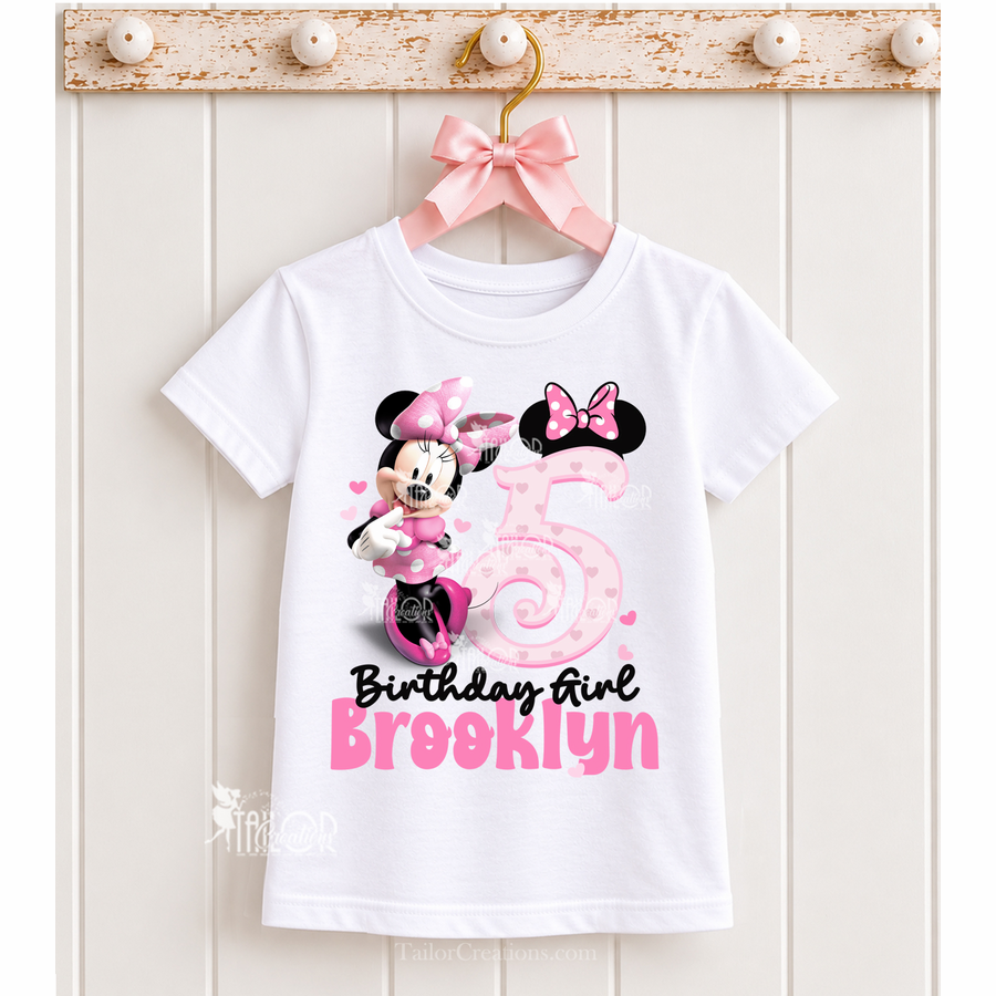 Cute Minnie Mouse Custom Birthday T Shirt - Minnie Mouse Birthday Party Outfit