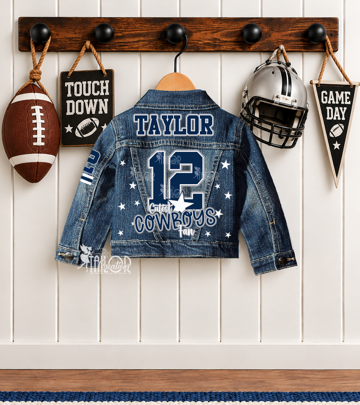 Cutest Cowboys Fan Personalized Jacket - Football Jersey Style Custom Game Day Jacket for Kids