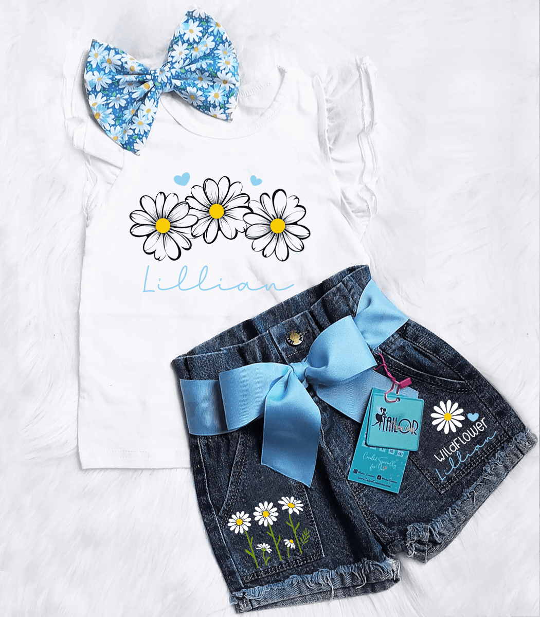 Daisy Flower Custom Outfit - Daisy Flower Custom Name Birthday Party Outfit