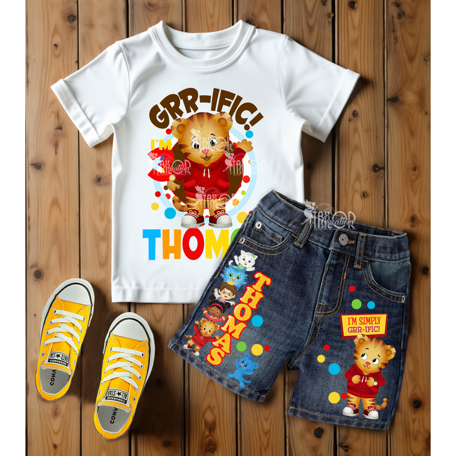 Daniel's Tiger Neighborhood Denim Birthday Party Outfit for Boys - Daniels Tiger Toddler Boy Set