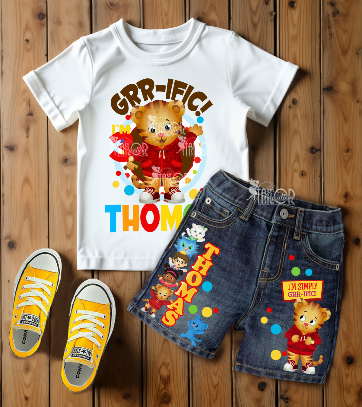 Daniel's Tiger Neighborhood Denim Birthday Party Outfit for Boys - Daniels Tiger Toddler Boy Set