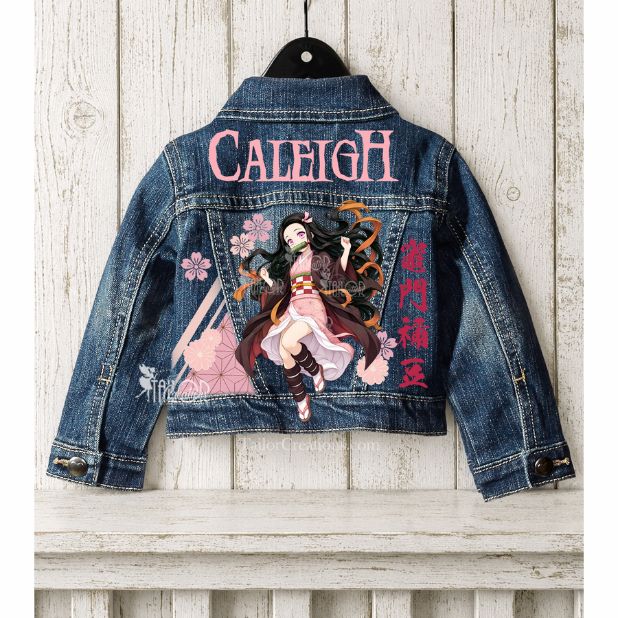 Demon Slayer Nezuko Kamado Denim Jacket for Kids - Nezuko Kamado Birthday Gift Ideas