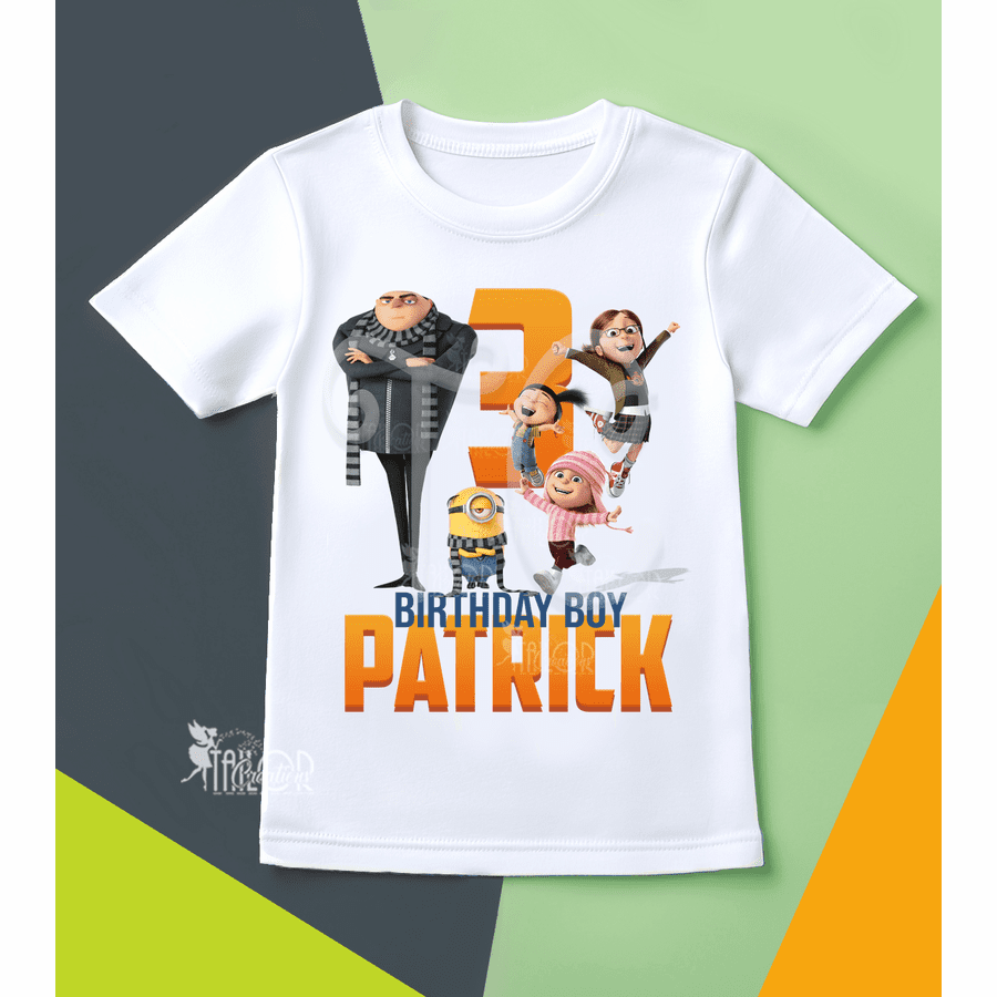 Despicable Me Dru & Girls Birthday Tee Shirt - Minions Birthday Party Outfit Boys