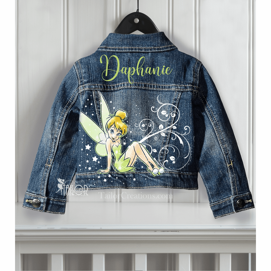 Disney Tinkerbell Pixie Fairy Denim Jacket - Tinker Bell Custom Name Jean Jacket