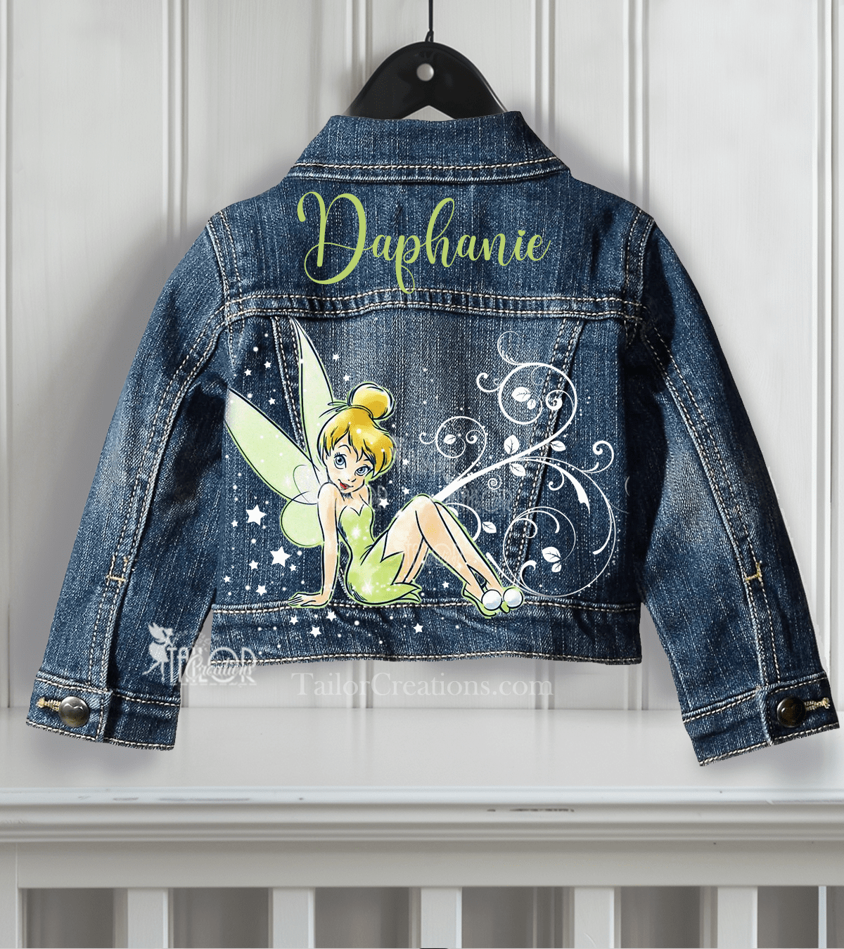 Disney Tinkerbell Pixie Fairy Denim Jacket - Tinker Bell Custom Name Jean Jacket