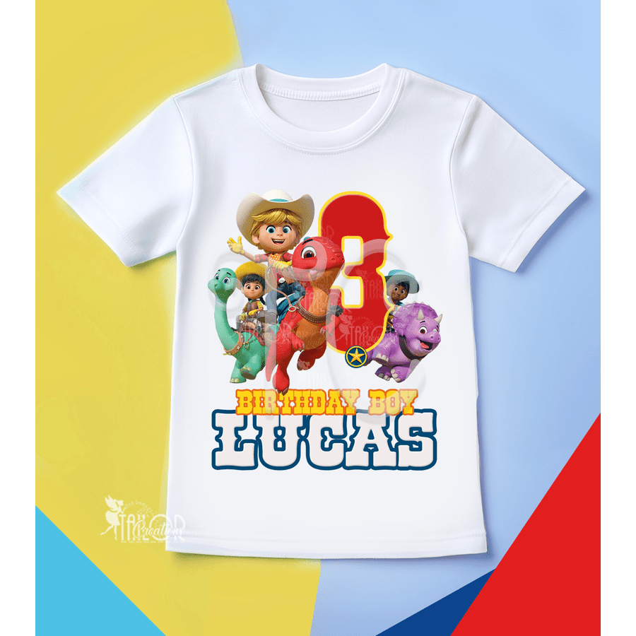 Dino Ranch Custom Birthday Party Tee Shirt - Dino Ranch Birthday Party Outfit Ideas