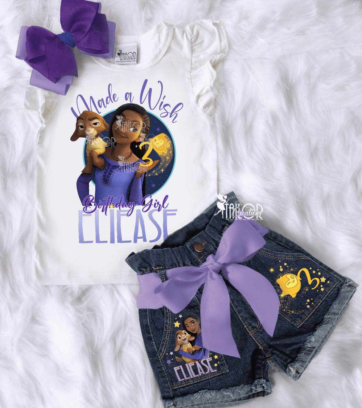 Disney Asha Wish Birthday Party Outfit - Disney Birthday Party Denim Outfit Girls