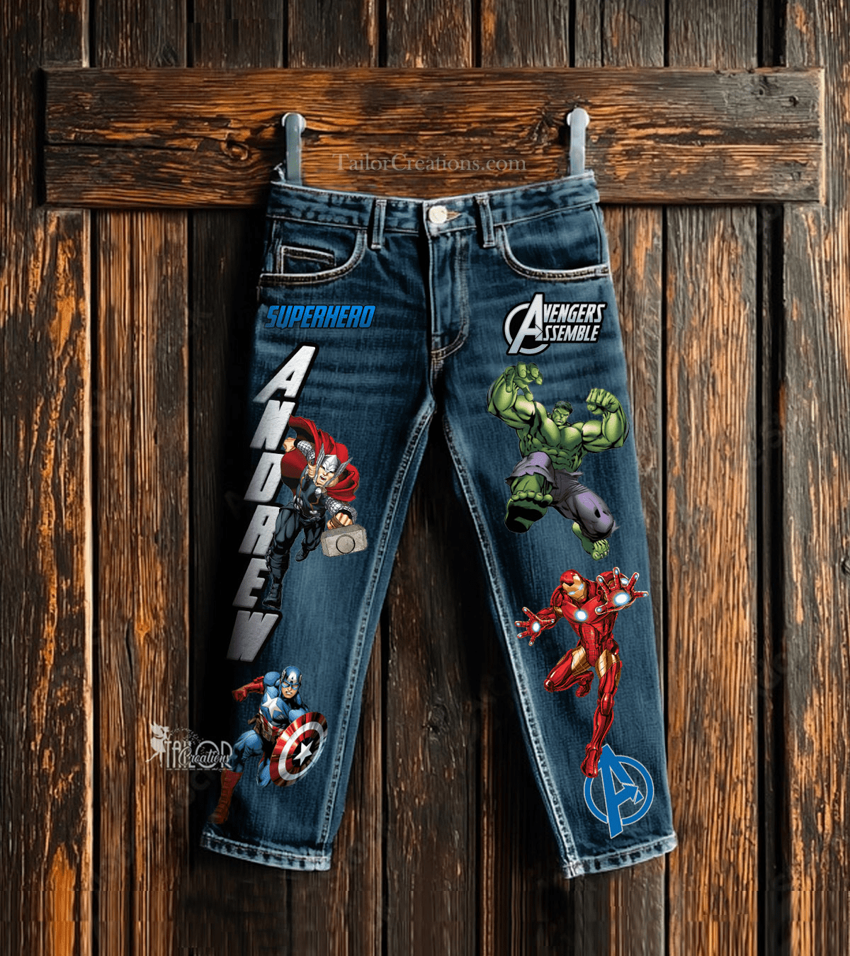 Disney Avengers Custom Denim Pants - Marvel Superhero Denim Jeans Boys