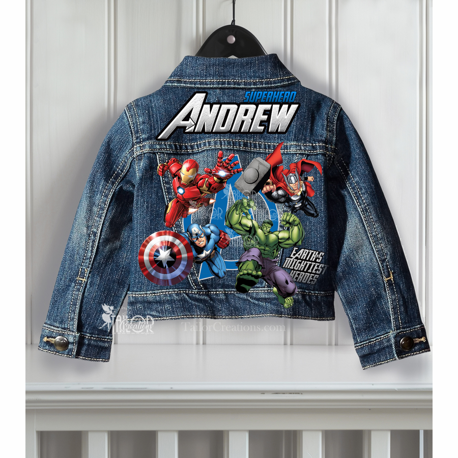 Disney Marvel Avengers Jean Jacket, - Superhero Custom Denim Jacket  Boys