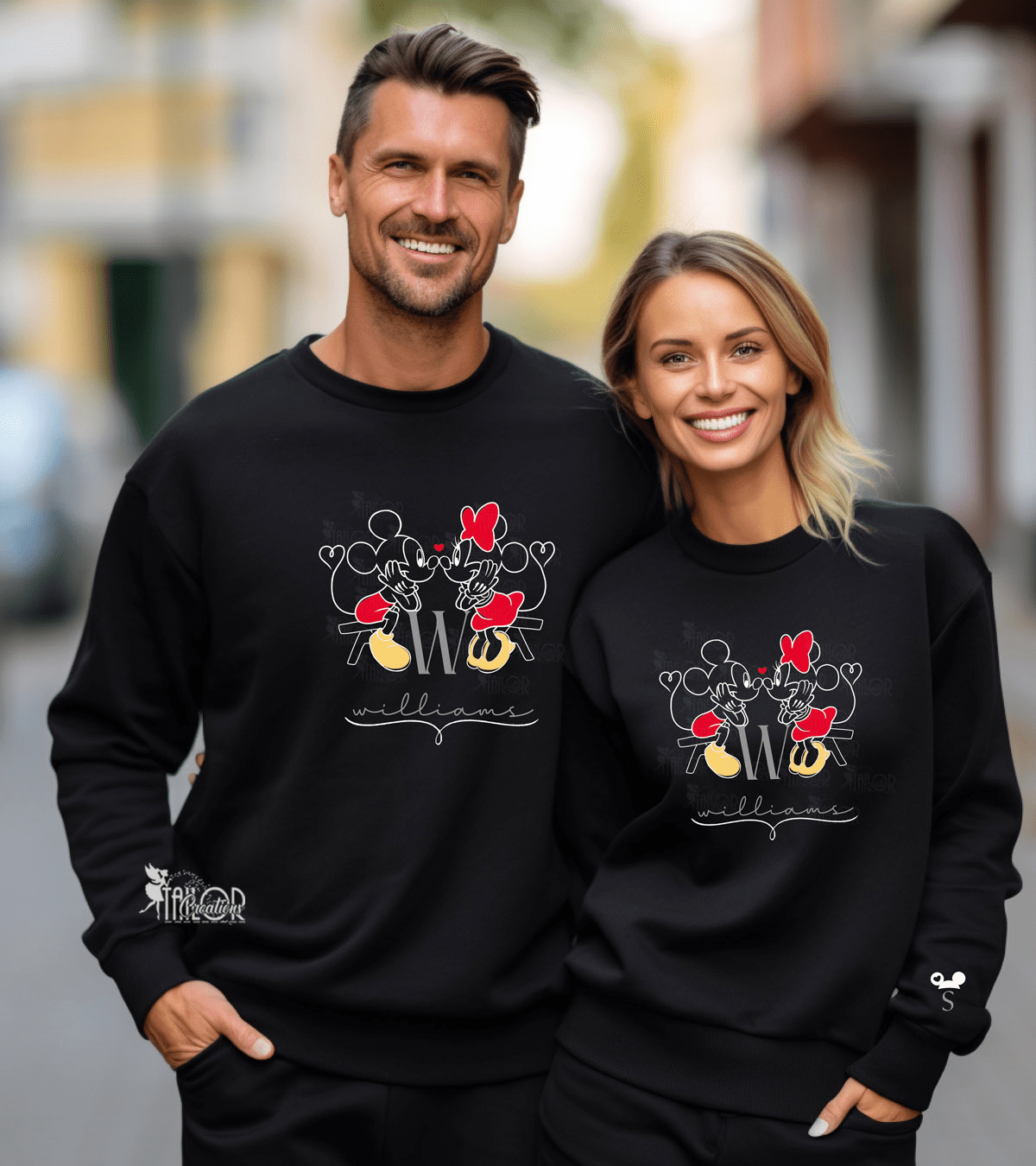 Disney Mickey and Minnie Matching Couple Name Disneyland Sweatshirt - Disney Matching Hoodies
