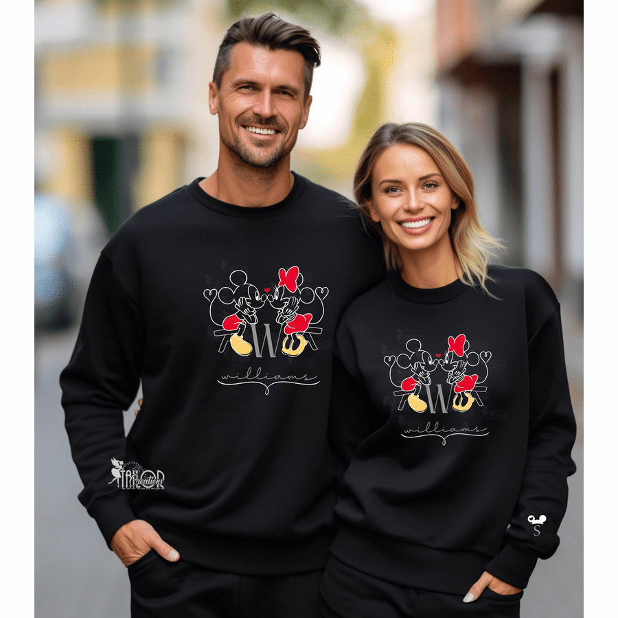 Disney Mickey and Minnie Matching Couple Name Disneyland Sweatshirt - Disney Matching Hoodies
