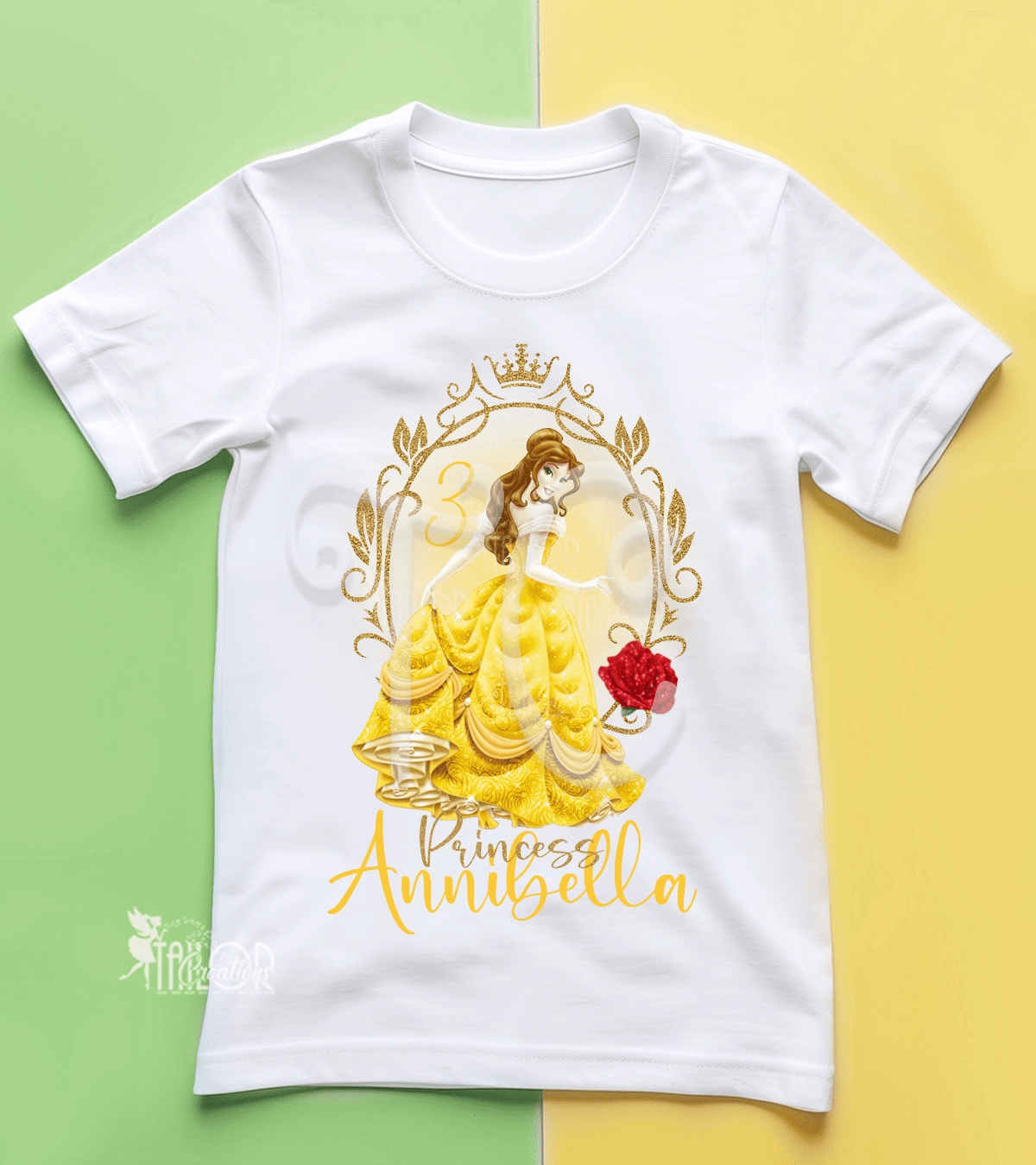 Disney Princess Belle Birthday Tee Shirt - Beauty and the Beast Birthday Party Outfit