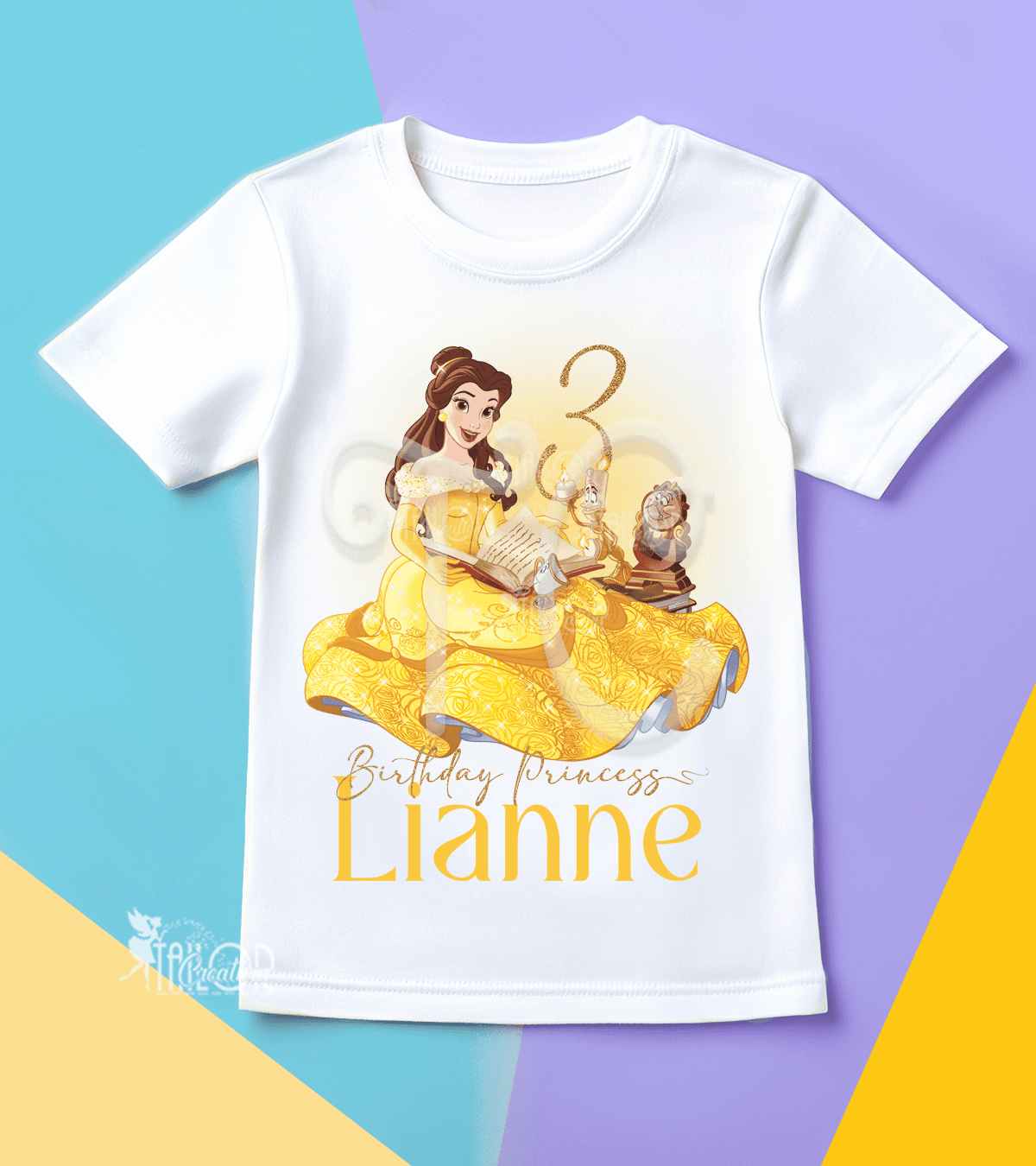 Disney Princess Belle Birthday Tee Shirt - Beauty and the Beast Birthday Party Outfit