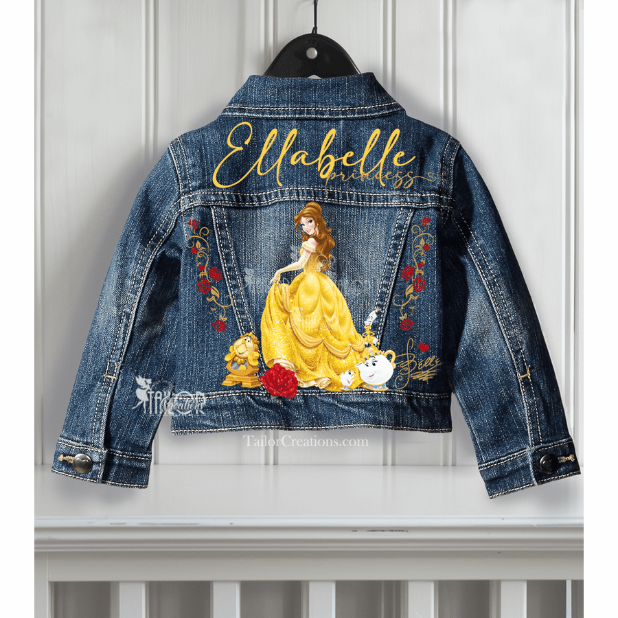 Disney Princess Belle Denim Jacket Gift - Disney Custom Jean Jacket for Kids Girls Toddler