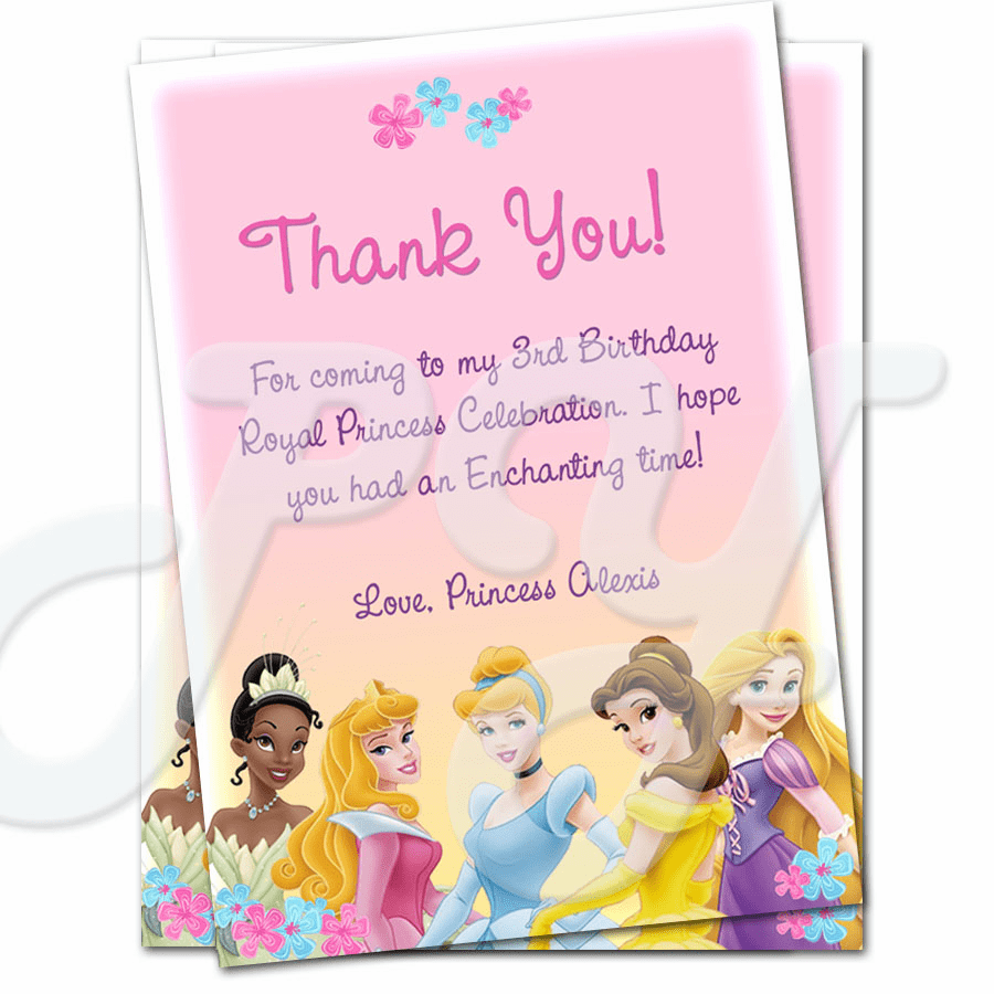 Disney Princess Birthday Thank you cards