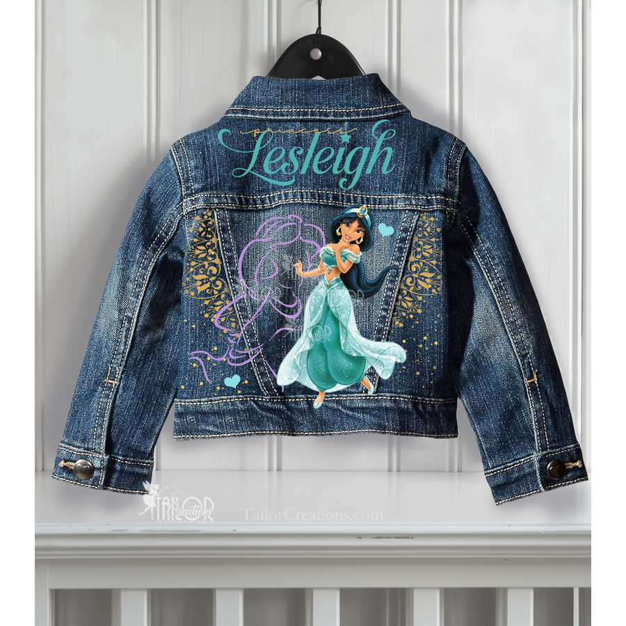 Disney Princess Jasmine Custom Denim Jacket - Princess Jasmin Birthday Jean Jacket Outfit