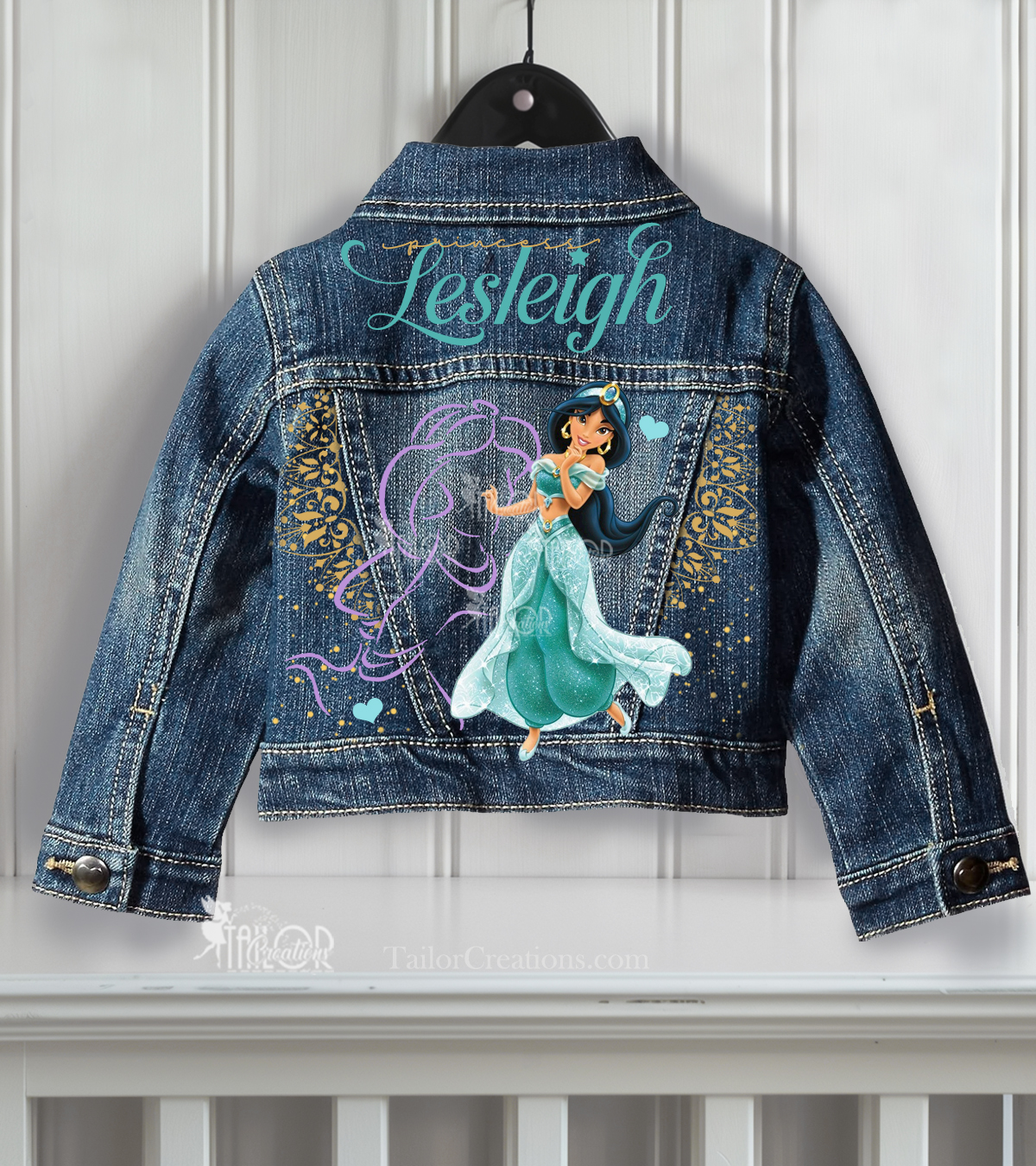 Disney Princess Jasmine Custom Denim Jacket - Princess Jasmin Birthday Jean Jacket Outfit