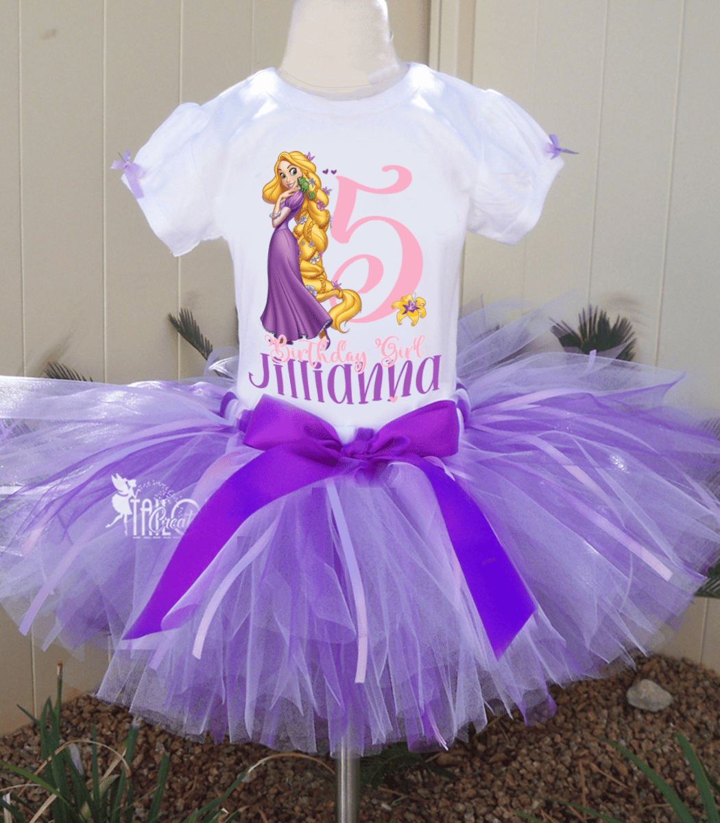 Disney Princess Rapunzel Birthday Tutu Set Outfit - Rapunzel Birthday Outfit for Kids