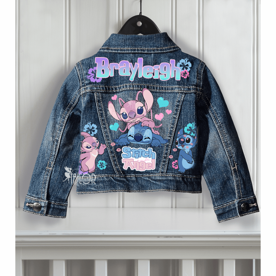 Disney Stitch & Angel Denim Jacket Outfit Set - Lilo & Stitch Jean Jacket Kids
