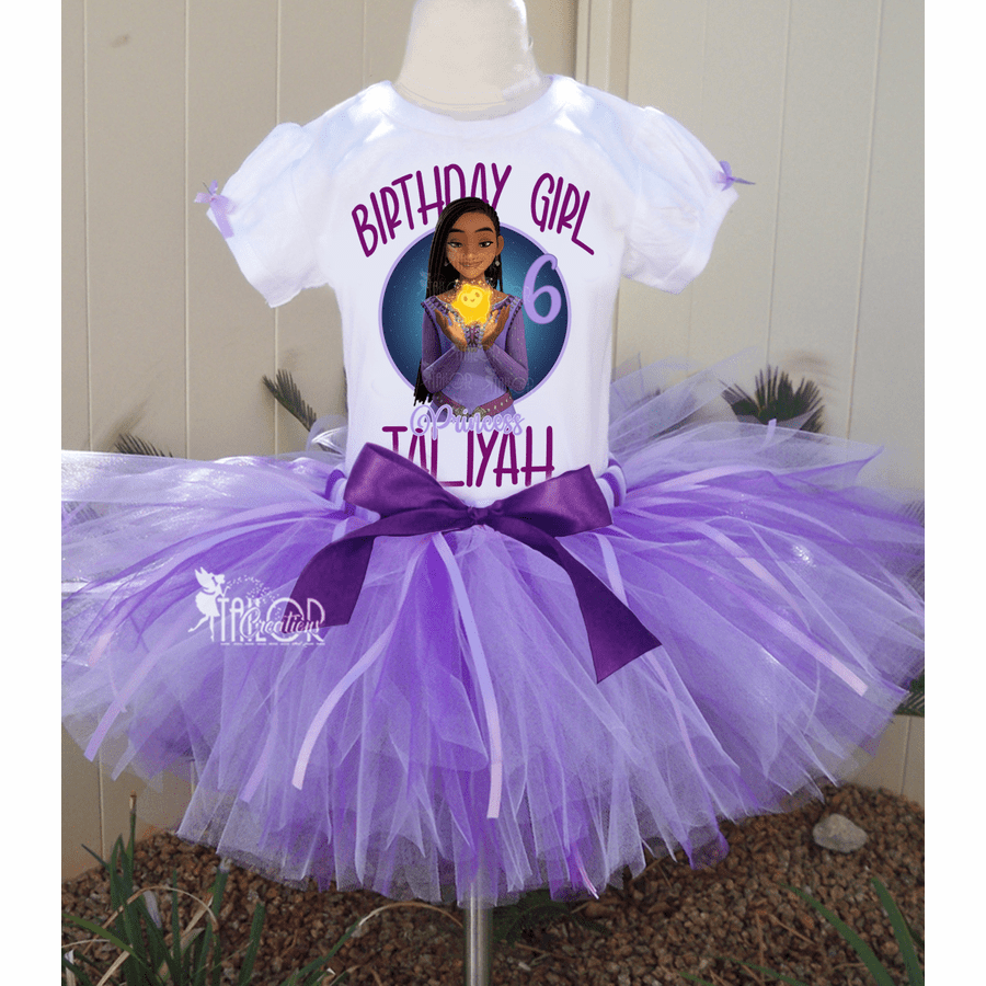 Disney Wish Asha Birthday Party Tutu Outfit - Disney Custom Skirt and Tee Shirt Outfit
