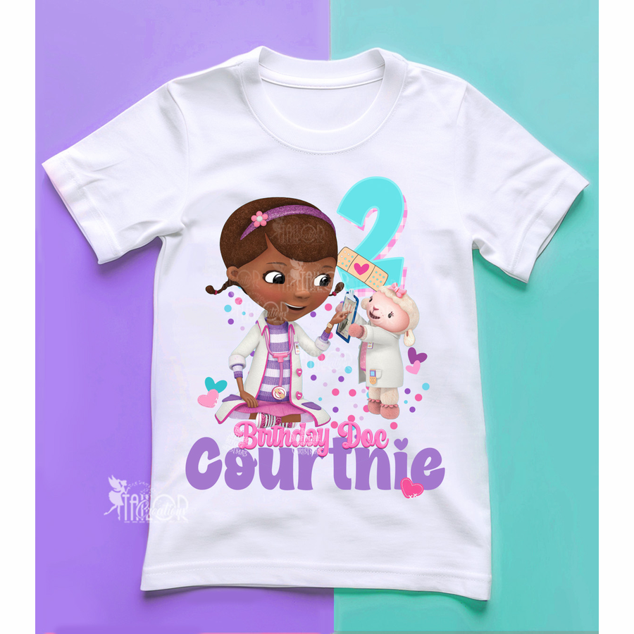 Doc McStiffins Custom Birthday Party Tee Shirt Toddler Girl - Doc McStuffins Birthday Party Outfit Ideas