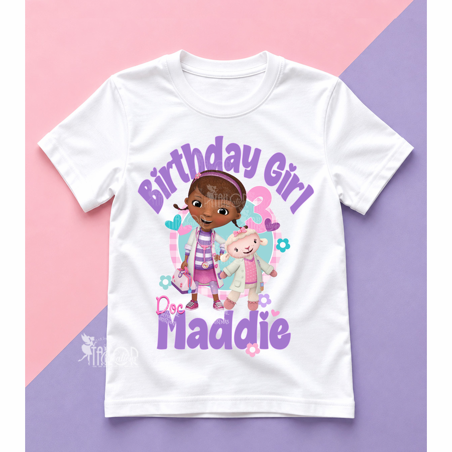 Doc McStiffins Custom Birthday Party Tee Shirt Toddler Girl - Doc McStuffins Birthday Party Outfit Ideas
