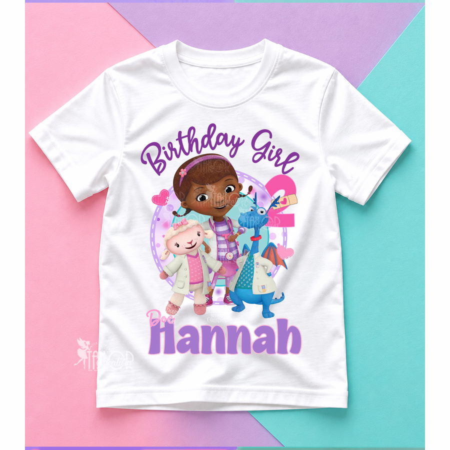 Doc McStiffins Personalized Birthday Party Tee Shirt - Custom Birthday Party Tee Shirt Toddler Girl
